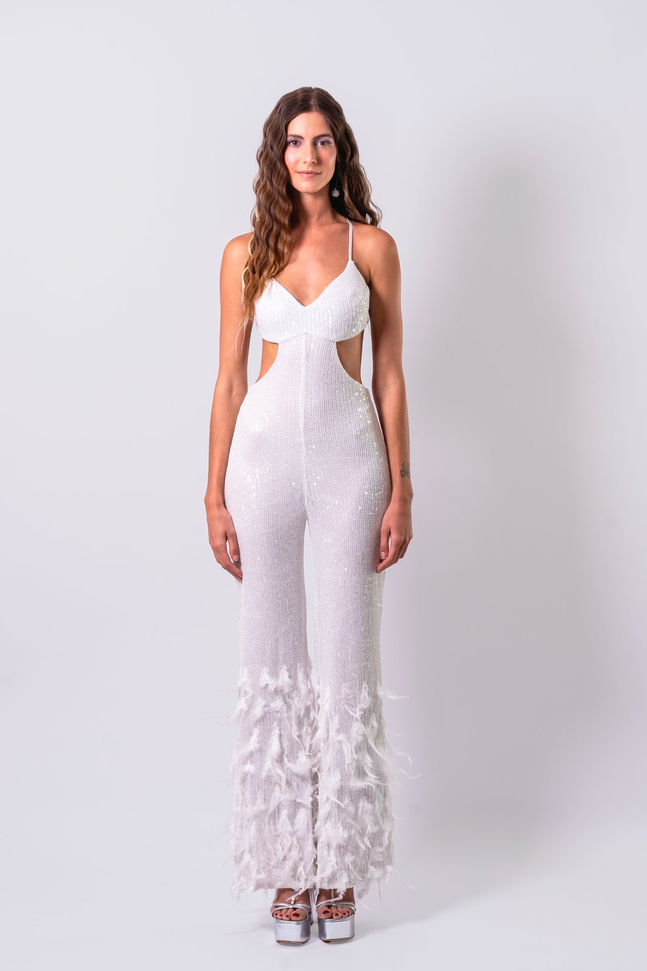 Dancing Queen Jumpsuit in White 