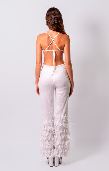 Dancing Queen Jumpsuit in White 