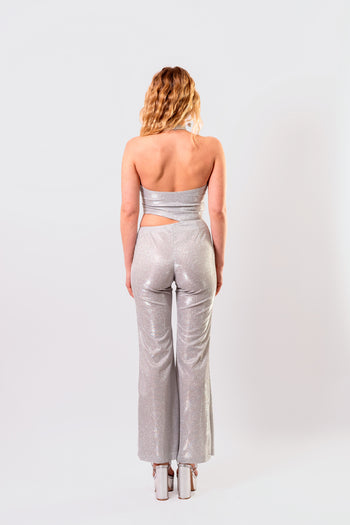 Disco Queen Jumpsuit in Silver