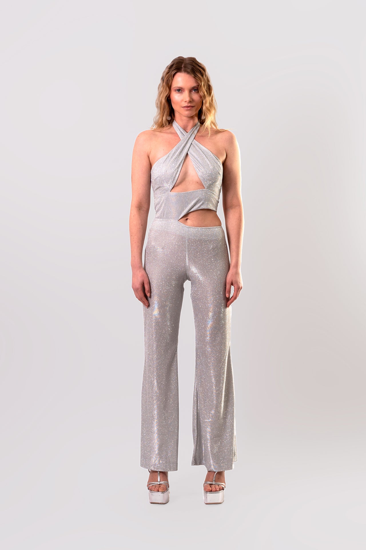 Disco Queen Jumpsuit in Silver